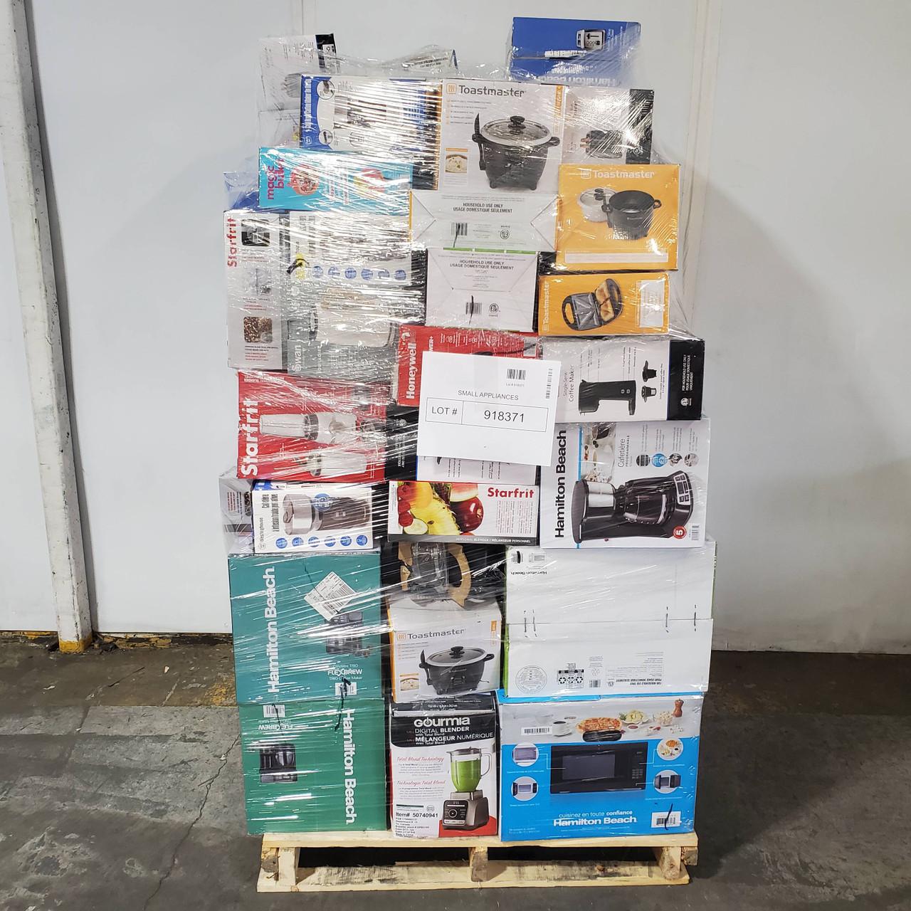 Small appliances wholesale pallet with assorted kitchen appliances and household products