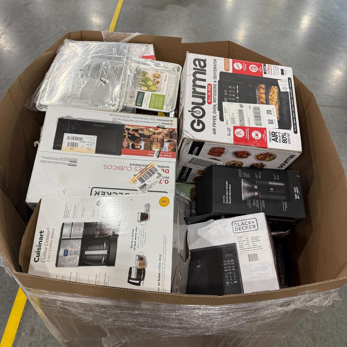Small appliances wholesale pallet with assorted kitchen appliances and household products