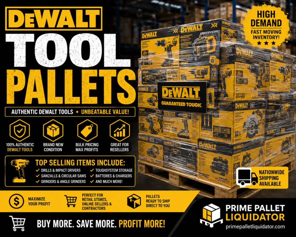 DeWalt tools wholesale pallet for sale with assorted tools and equipment