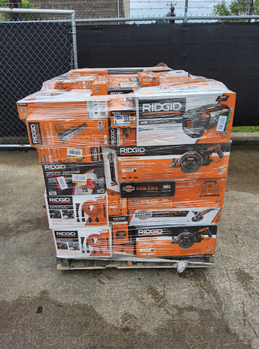 Home Depot RIDGID shelf pulls for sale in wholesale tool pallet