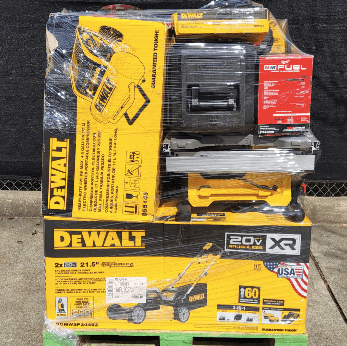 Milwaukee and DeWalt tool pallet for sale with 100 percent manifested inventory