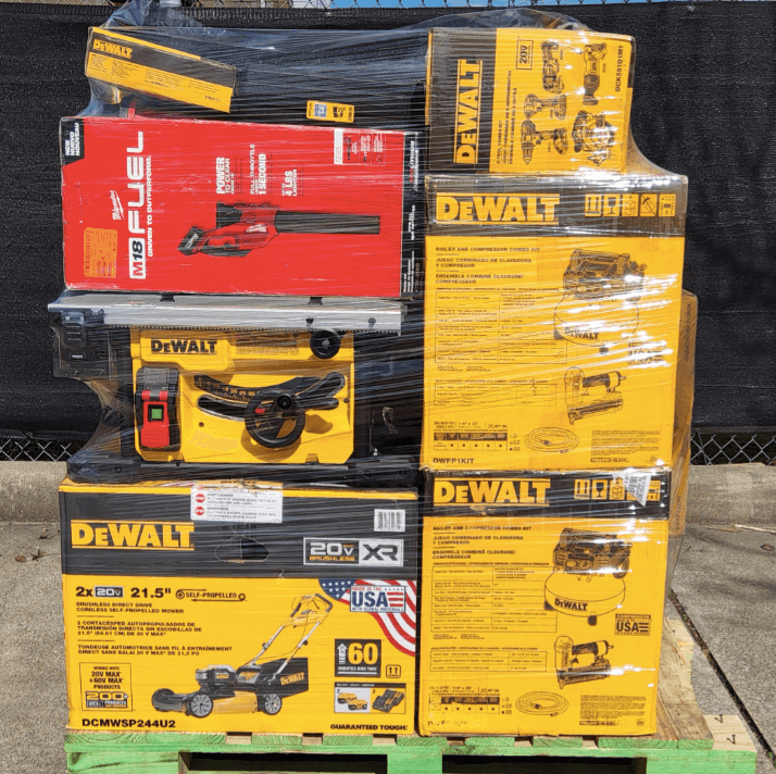 Milwaukee M18 FUEL and DeWalt 20V MAX wholesale tool pallet