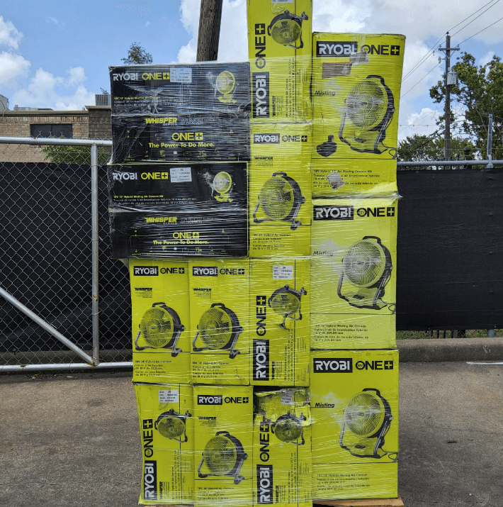 Wholesale RYOBI fan liquidation pallet for resellers