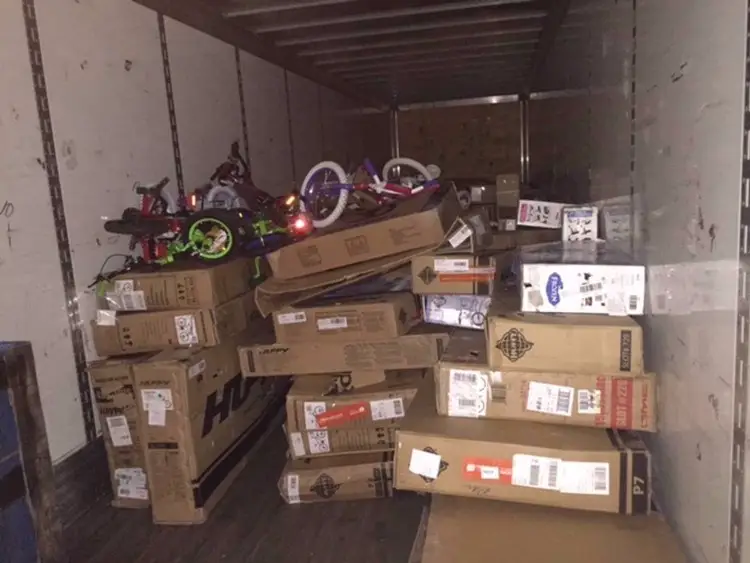 Bicycle liquidation pallet with 50 assorted bicycles and accessories for wholesale resale