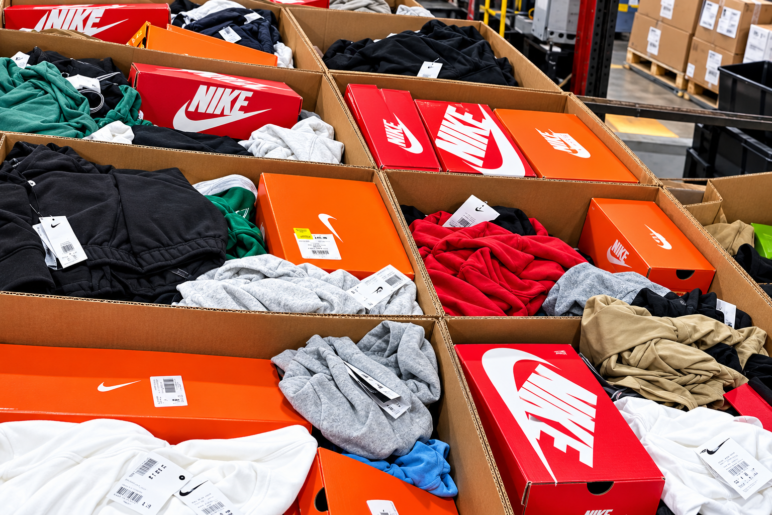Nike athletic apparel liquidation pallet with assorted sportswear for wholesale resellers