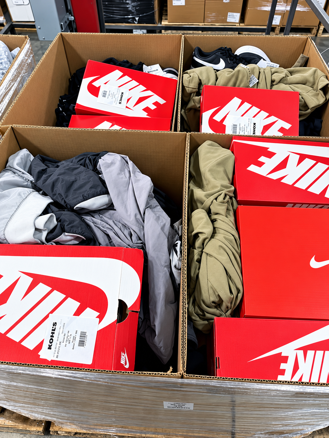 Nike athletic apparel liquidation pallet with assorted sportswear for wholesale resellers
